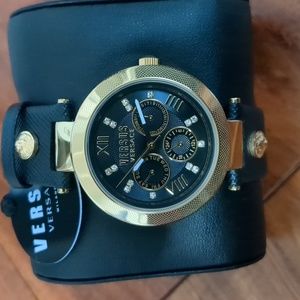 Versace Versus Stainless Steel & Crystal Chronograph Leather Watch New in Box ❤️